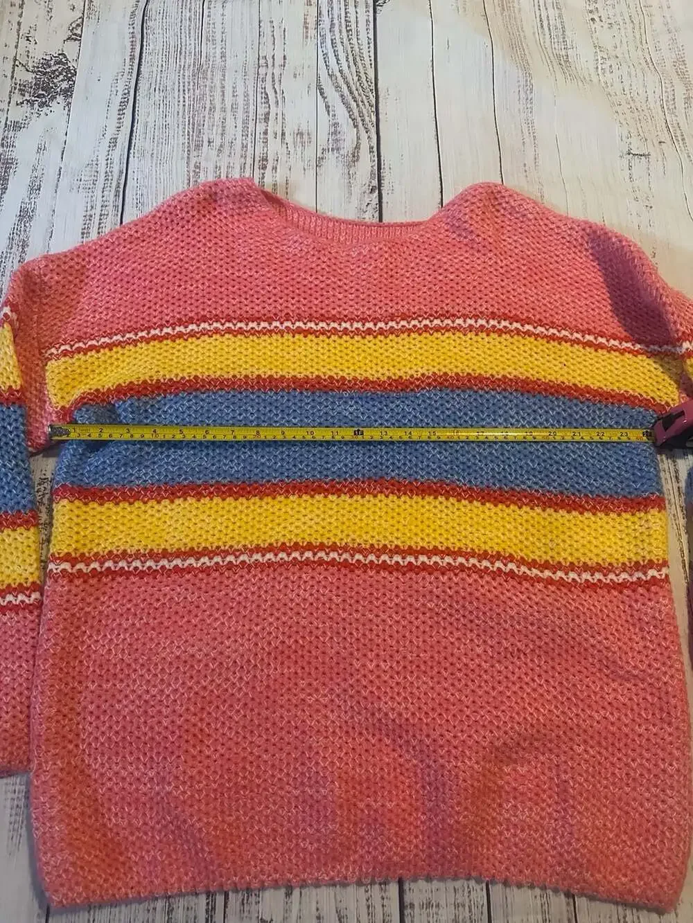 Pink Striped Oversized 100% Acrylic Knit Sweater Size 2X